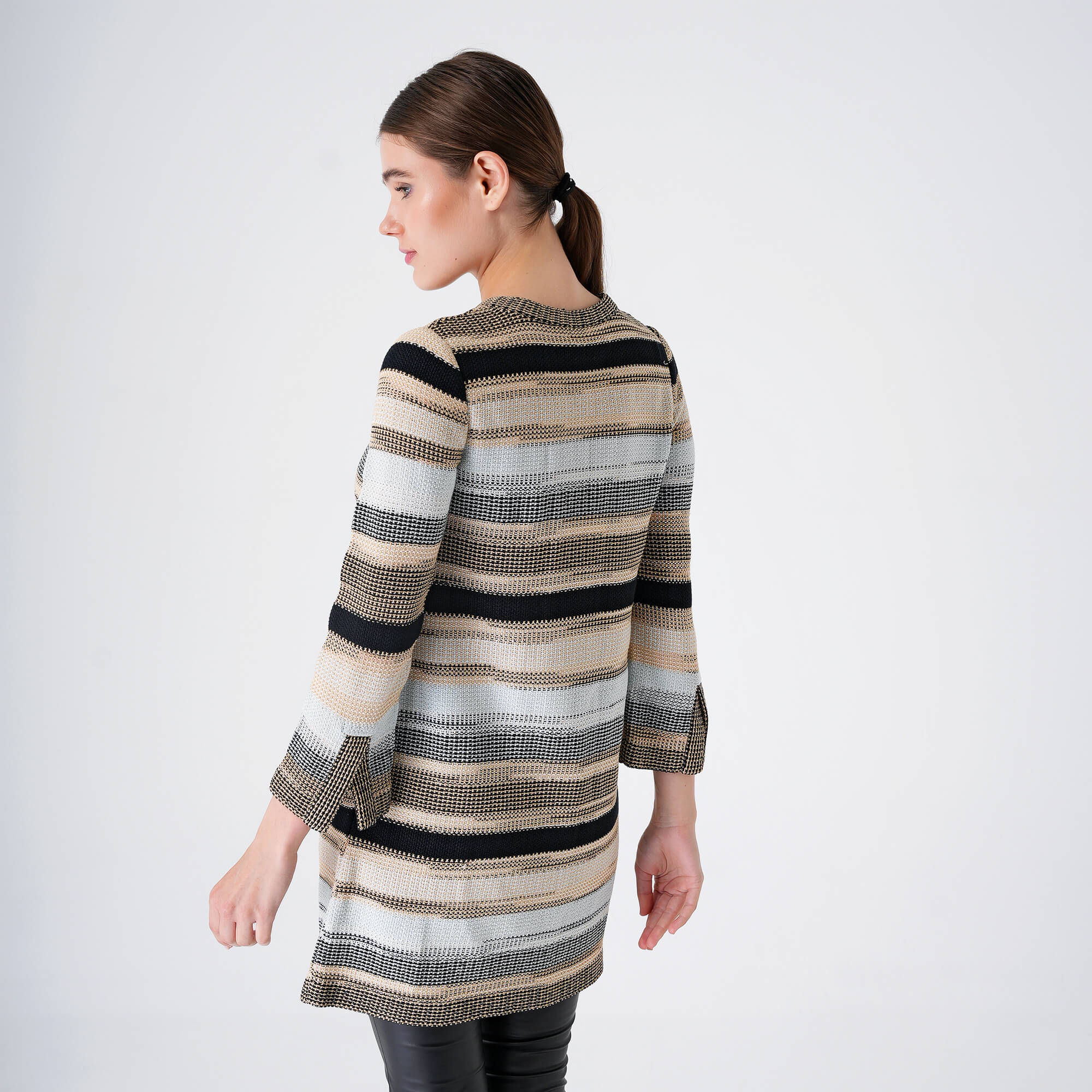 Missoni Mare - Blue&Black&Beige Striped Zigzag Knitted Midi Cardigan